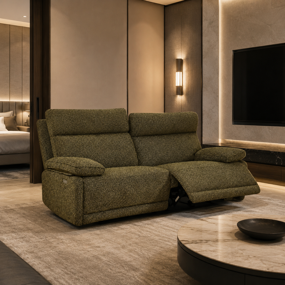 Minimalist Two Seater Fabric Sofa, Modern Recliner Couch with Comfortable Seating for Home and Hotel