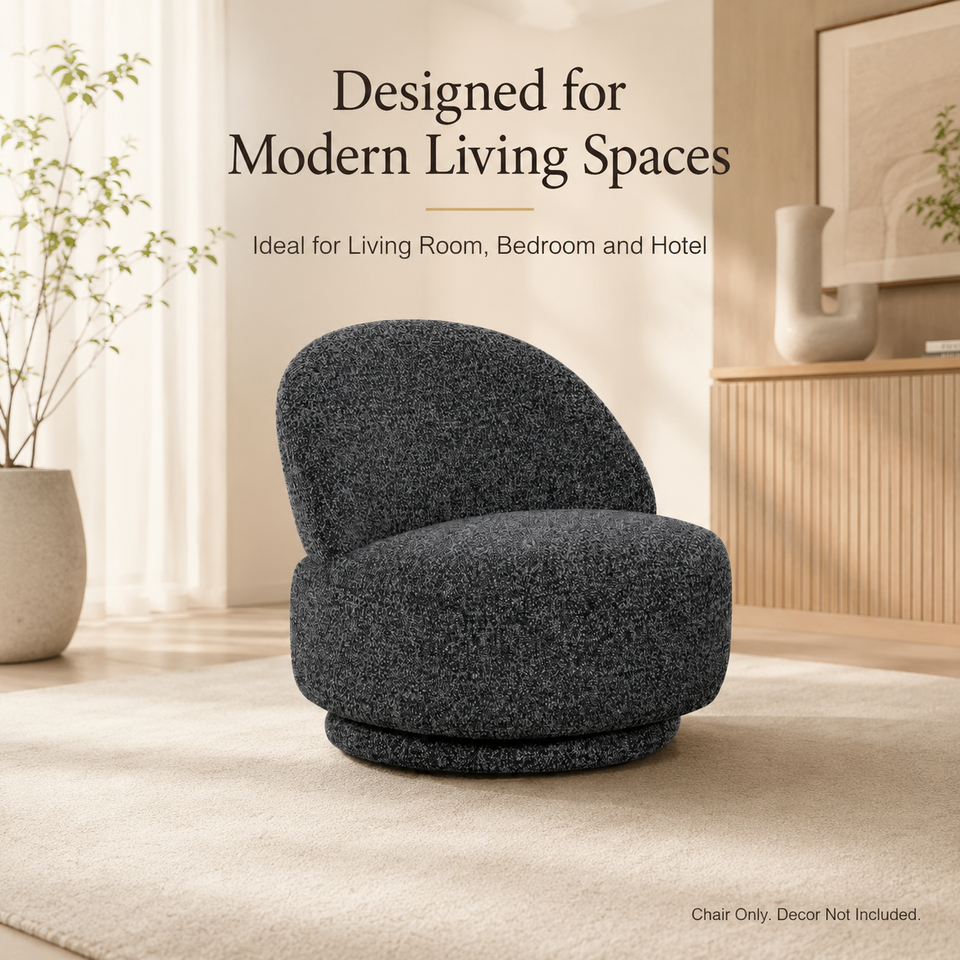 Modern Fabric Swivel Armchair Single Lounge Chair with Backrest for Living Room Hotel