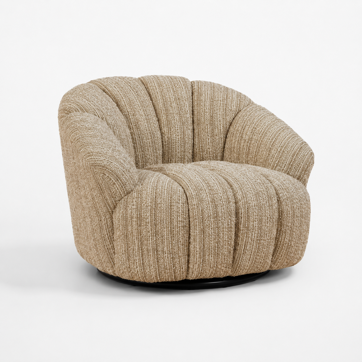Nordic Curved Back Fabric Lounge Chair Rotating Single Sofa Chair for Hotel Lobby