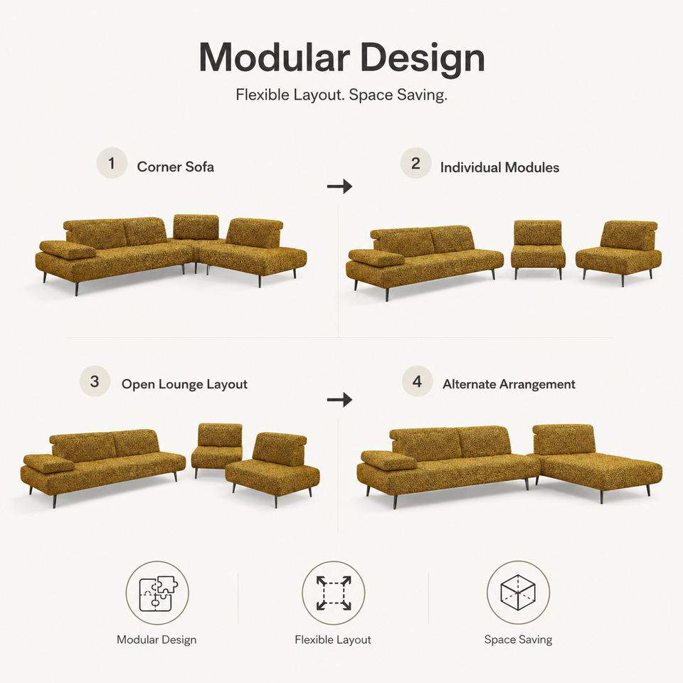 Hot Sale Modern L Shape Fabric Convertible Sectional Sofa 3 Seat Sponge Filled Comfortable Living Room