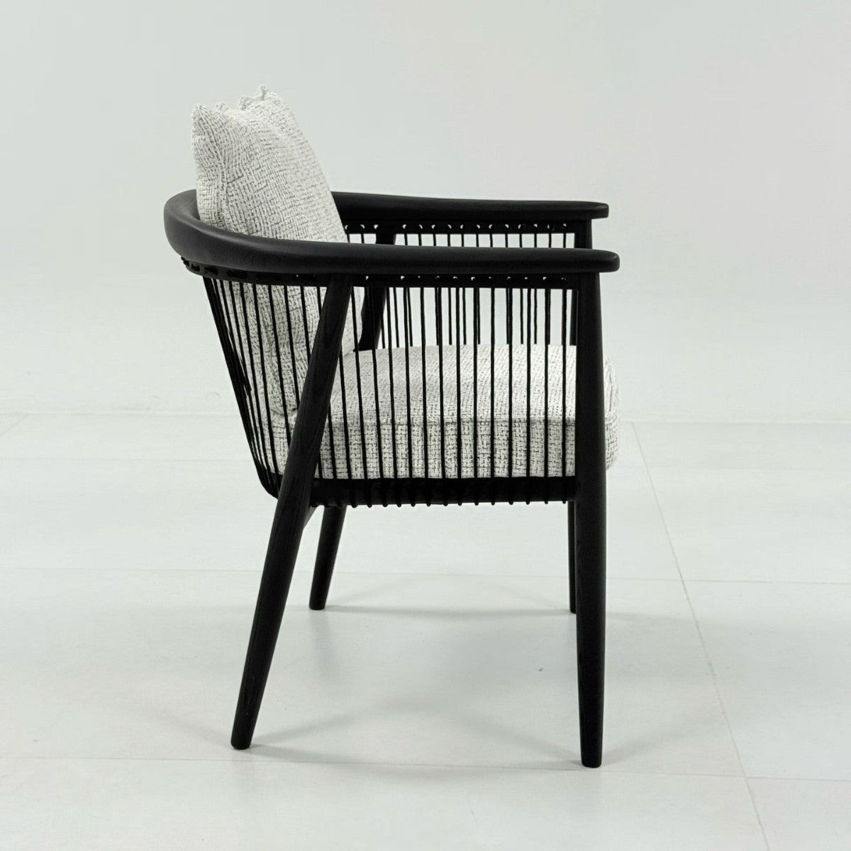 Penghao Vintage Solid Wood Dining Chair - Retro Braided Rope Armchair with Premium Leather Seat