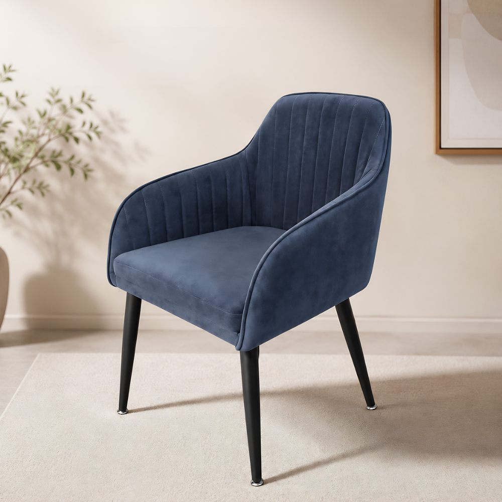 Penghao Azure Velvet Dining Chair – Crafted for Modern Living