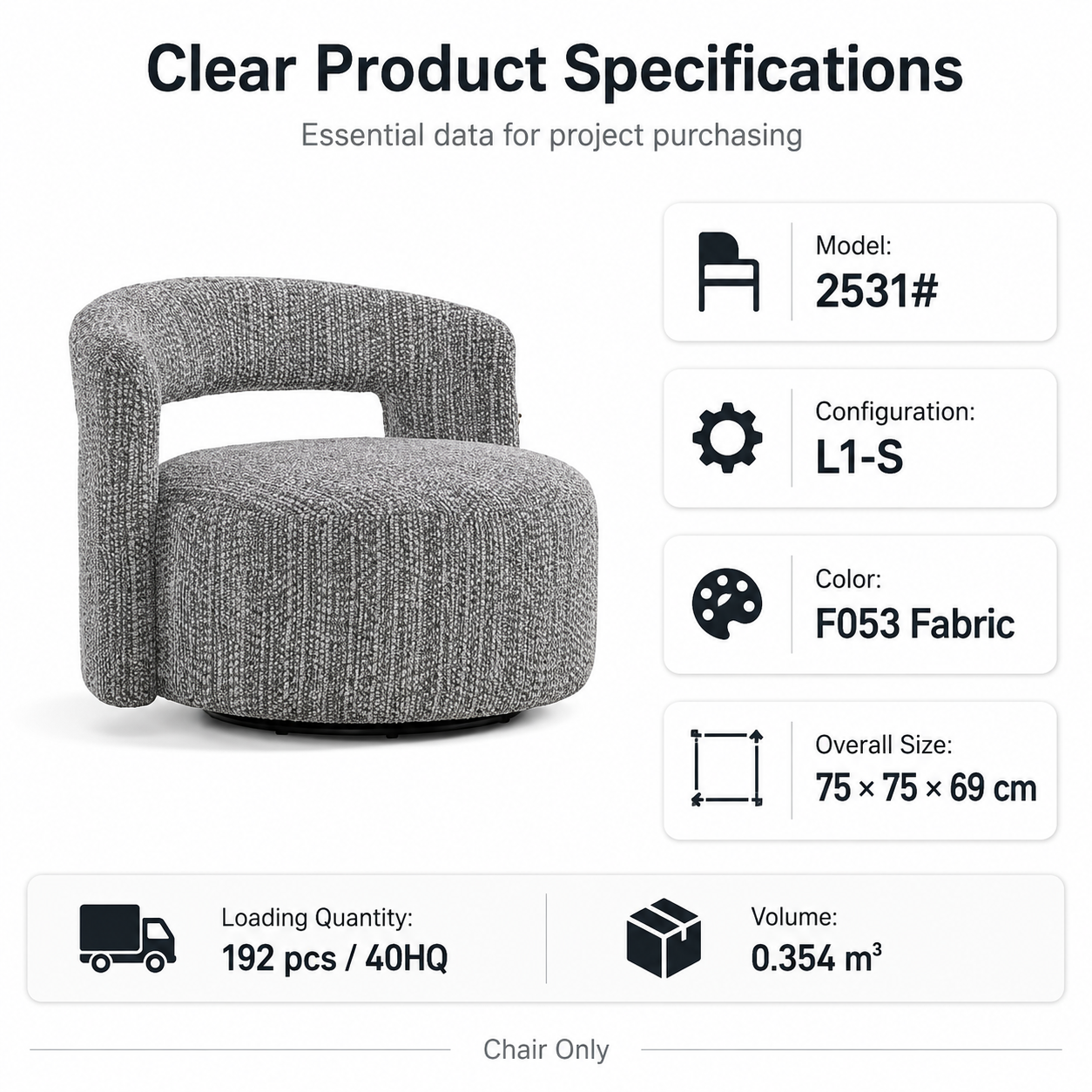 Modern Luxury Boucle Fabric Curved Design Chair Living Room Leisure Sofa Indoor Furniture