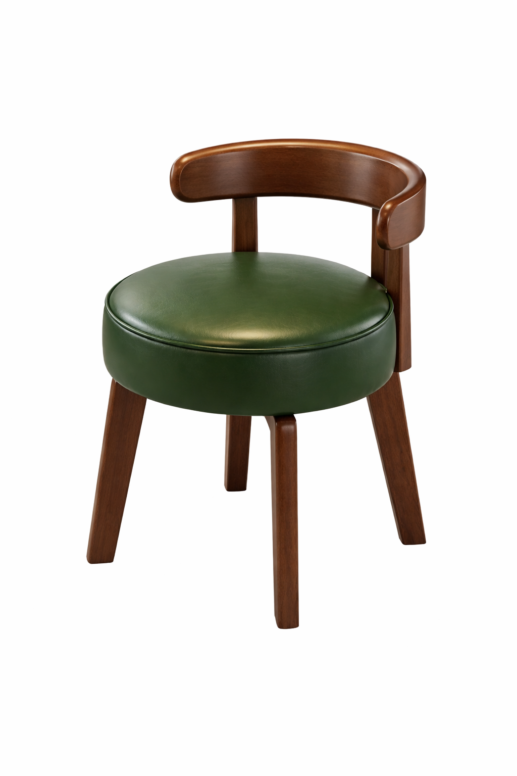 Modern Upholstered Vanity Chair – Solid Wood Makeup Stool with Round Cushion Seat
