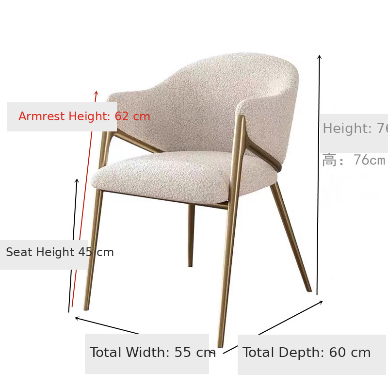 Nordic Italian Metal Luxury Dining Chair – High-End Fabric & Leather Backrest Chair
