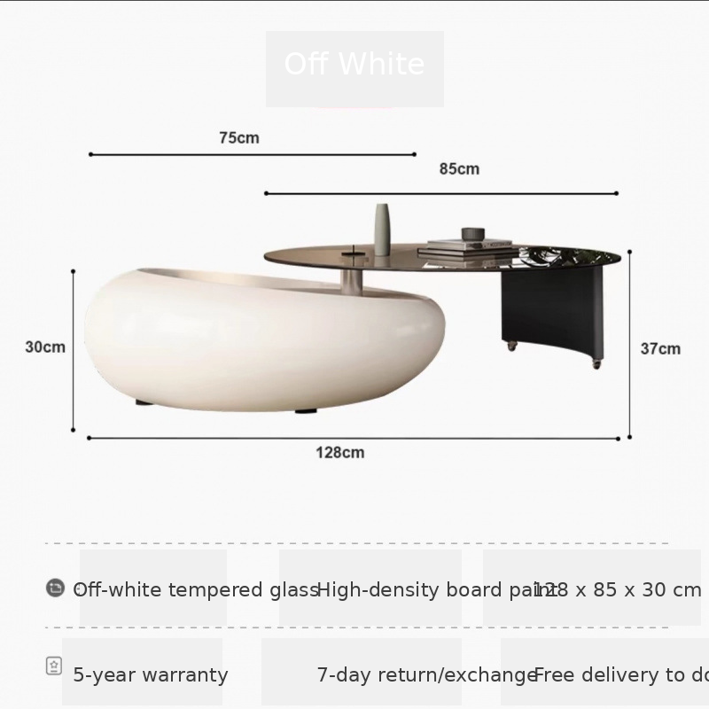 Nordic Cream Style Rotating Coffee Table – Artistic Round Glass Coffee Table