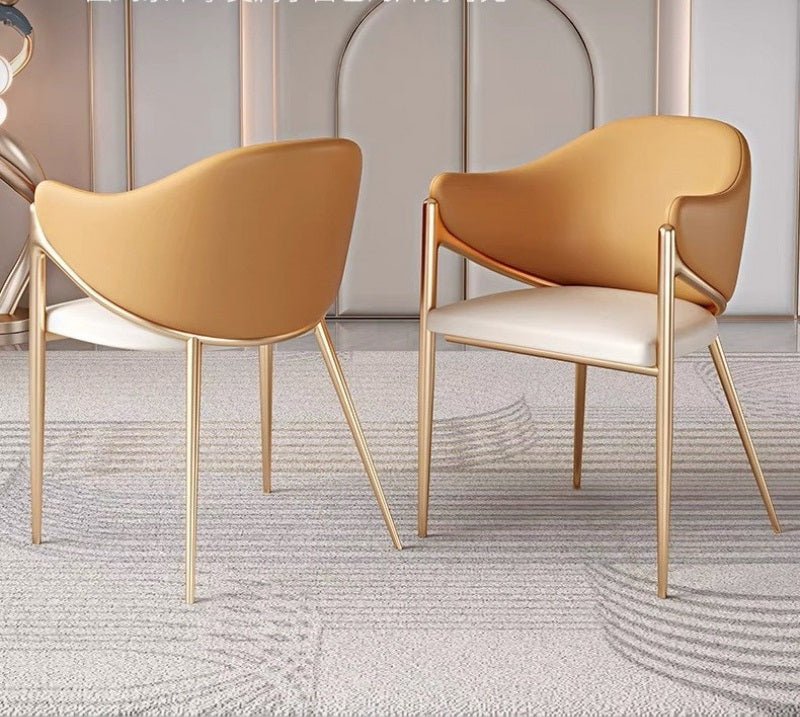 Nordic Italian Metal Luxury Dining Chair – High-End Fabric & Leather Backrest Chair