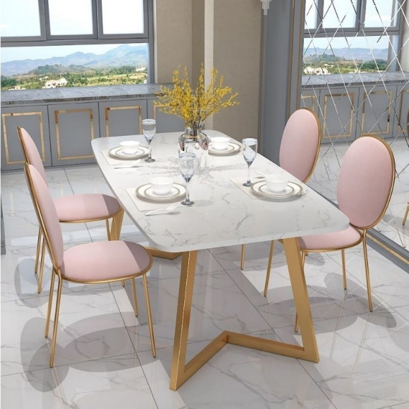 Nordic Modern Minimalist Marble Dining Table – Long Dining Table Set for Compact Spaces