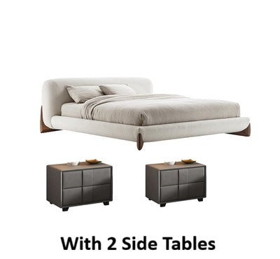 Nordic Modern Minimalist Fabric Double Bed – 1.8m Japanese Luxury Wabi-Sabi Bed
