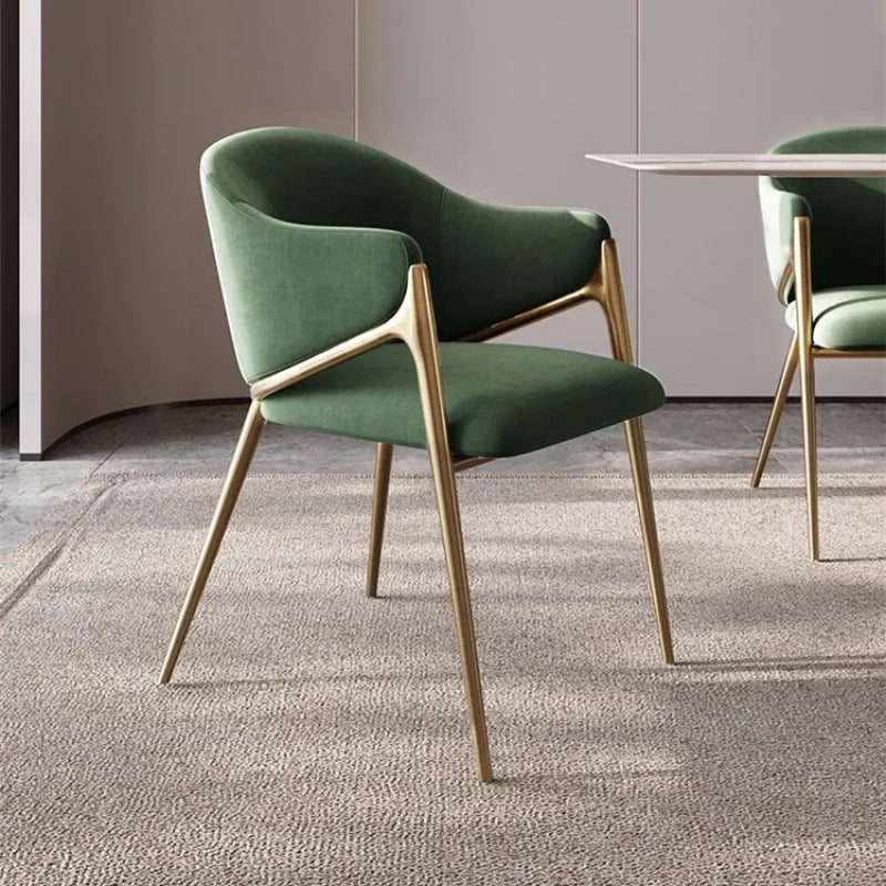 Nordic Italian Metal Luxury Dining Chair – High-End Fabric & Leather Backrest Chair