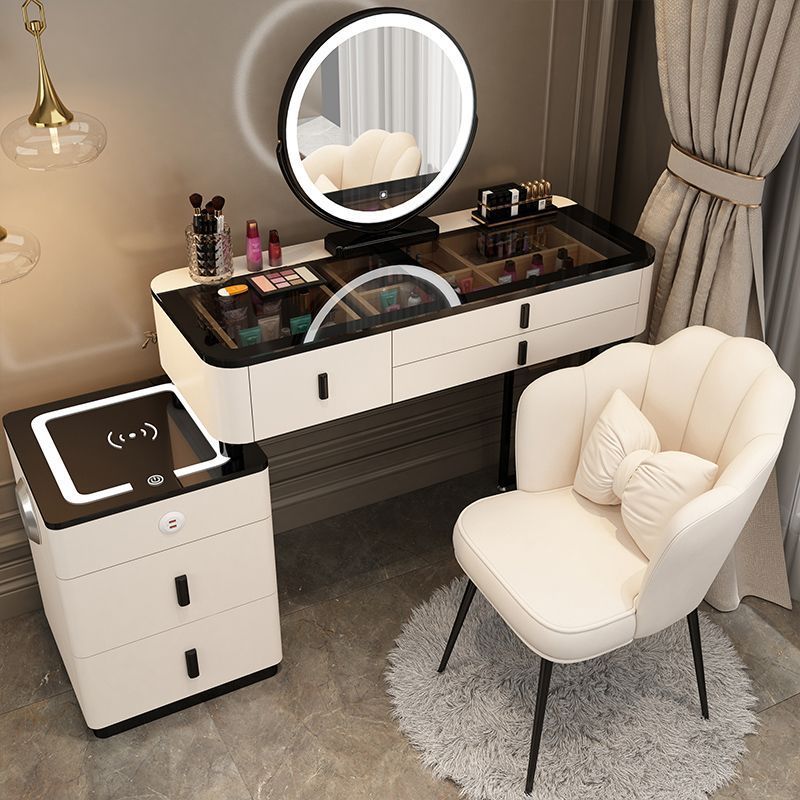 Modern Small-Sized Makeup Table Rechargeable Wooden Dressing Table Luxury Bedroom Living Room Vanity Table